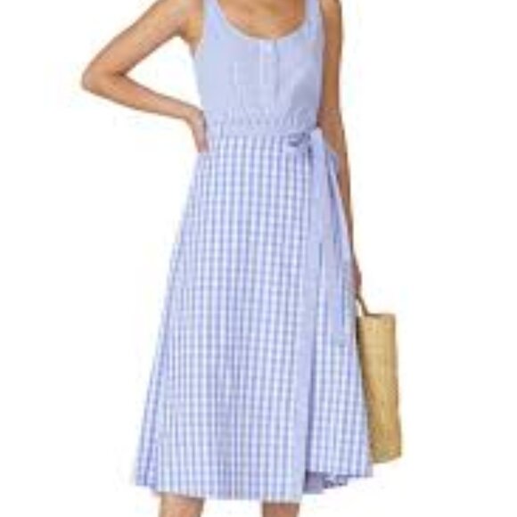 Thakoon Dresses & Skirts - Thakoon Collective blue and white gingham wrap midi skirt, Sz. 6